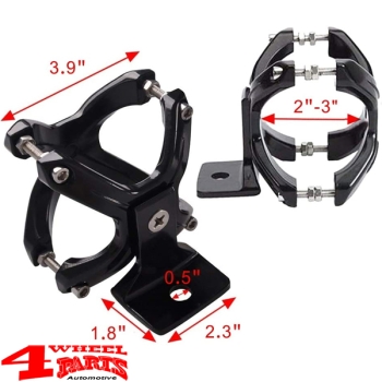 Mounting Bracket for Bumper or Roll Bar X-Clamp Pair Black Satin