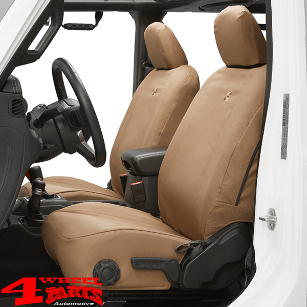 Seat Covers Pair Front Tan (brown) Denim Bestop Jeep Wrangler JL Unlimited  year 18-23 4-doors + Gladiator JT year 19-23 | 4 Wheel Parts