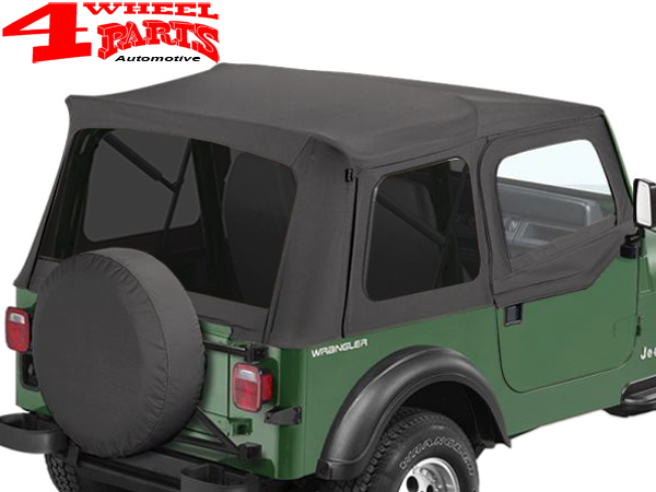 Supertop Soft Top incl. Soft Upper Doors Black Denim with tinted Windows Jeep  Wrangler YJ year 88-95 | 4 Wheel Parts