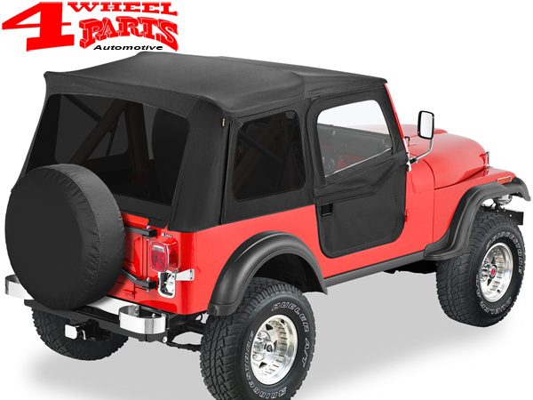 Supertop Soft Top incl. 2 pce. Soft Doors Black Denim with tinted Windows  Jeep CJ + Wrangler YJ year 80-95 | 4 Wheel Parts