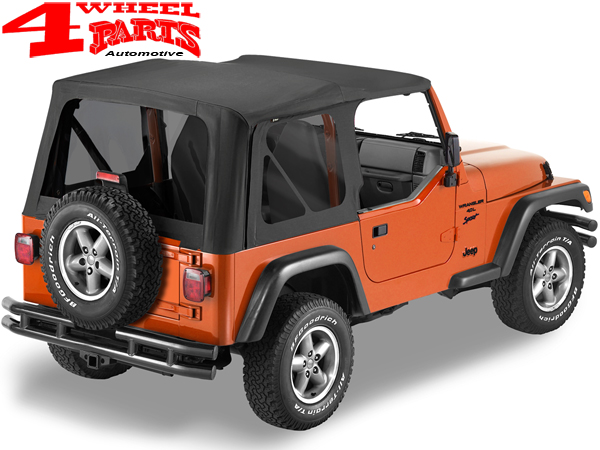 Replacement Soft Top Black Sailcloth with tinted Windows Jeep Wrangler TJ  year 03-06 | 4 Wheel Parts
