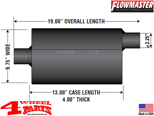 Sport Exhaust Muffler Super 44 from Flowmaster Jeep Wrangler YJ + TJ year  91-06 4 + 6 Cyl. | 4 Wheel Parts