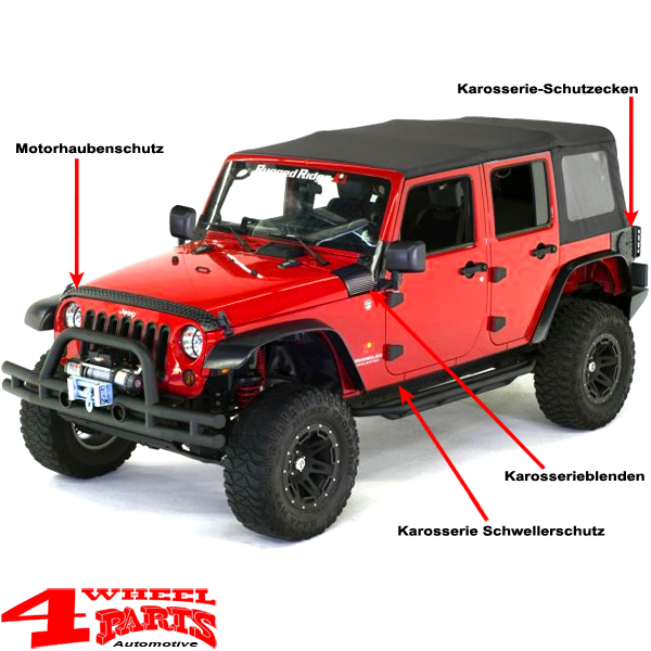 Karosserieecken Body Armor Set schwarz Jeep Wrangler JK Unlimited Bj. 07-18  4-Türer