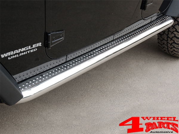 Side Tube Steps Big Ø 75mm Stainless Steel Wrangler JK 07-18 4-doors